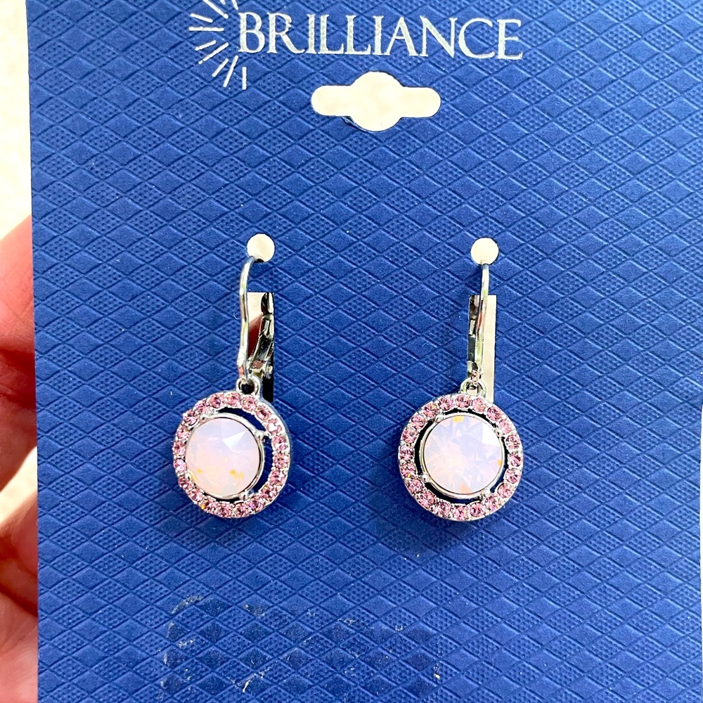 Brilliance Crystals from Swarovski Hanging Earrings - Pink. NWT